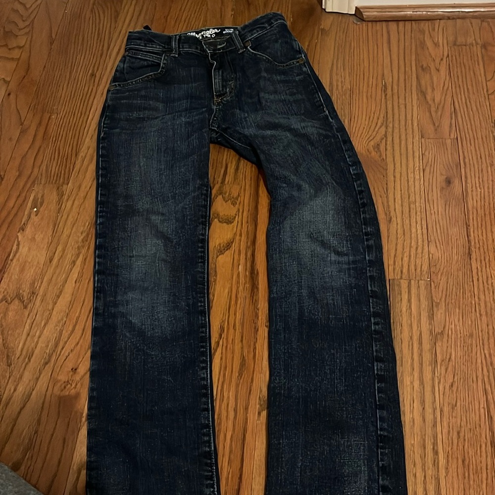 Wrangler Retro Boys' Bozeman Dark Wash Slim Straight Leg Stretch Jeans 14 slim